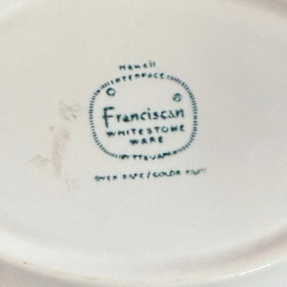 Franciscan Gravy Boat Hawaii White Green Good Vintage MCM Whitestone Ware